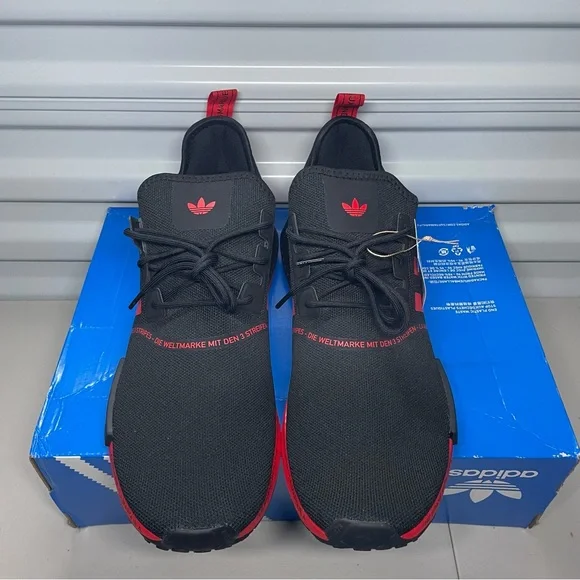 Adidas NMD R1 Black Vivid Red Size 14 HP2971 Men’s Shoes NEW. - Picture 4 of 5